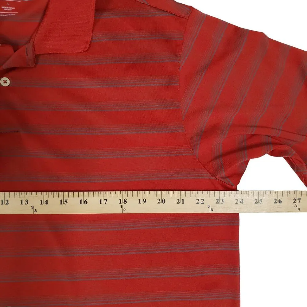 Adidas Golf Polo Shirt Climalite Short Sleeve Red Gray Stripes‎ Mens Size Large
